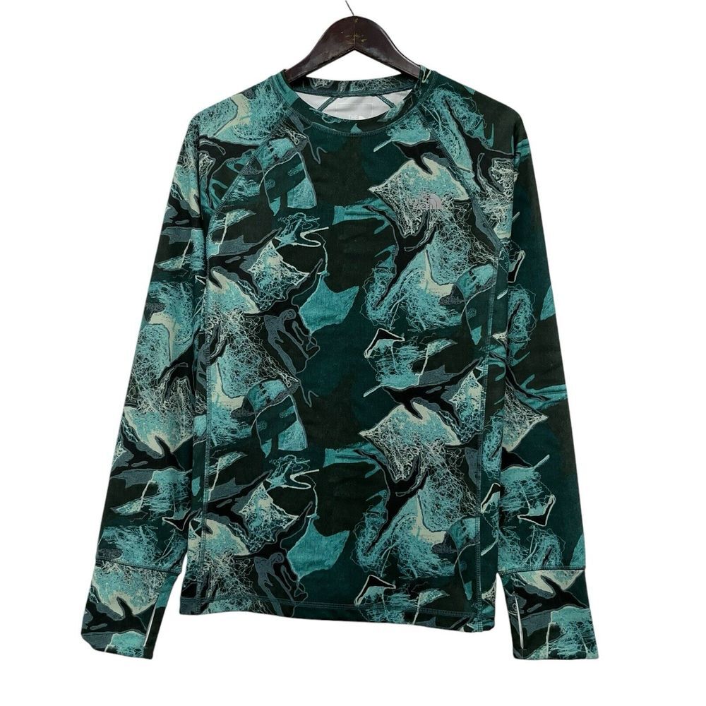 The North Face NEW Men's M Winter Warm Green Camo Essentials Crewneck Sweatshirt